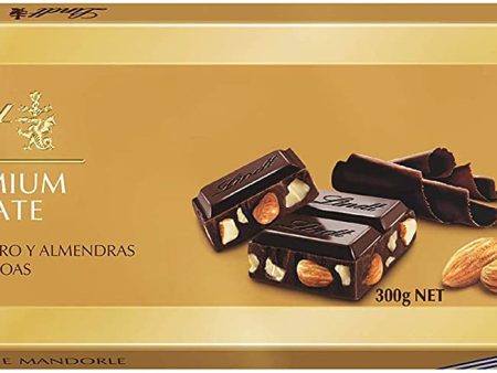 Lindt Tableta Gama Oro Chocolate Negro con Almendras, 300 g Embalaje Deteriorado Cheap