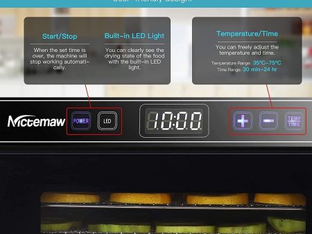 Nictemaw Deshidratador de Alimentos Acero Inoxidable-8 Bandejas-con Pantalla LCD, Gran Capacidad, 600W, Temperatura Ajustable 35 -75 ° C, con Temporizador, Libre de BPA Embalaje Deteriorado Cheap