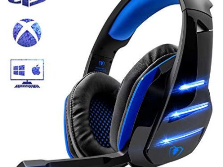 Beexcelente, Auriculares de Diadema para PS4, Auriculares para Juegos con micrófono para Xbox One, portátil, Tableta, Mac y teléfono Inteligente (Azul) Embalaje Deteriorado Sale