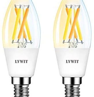 Lvwit Bombillas Inteligente LED Vela Filamento WiFi Regulable 4.5W 470 LM, Lámpara E14 Bombilla Funciona con Alexa, Google Home Assistant y App Smart Life Tuya, C35 Equivalente a 40W, 2 Pcs. Reacondicionado Online Hot Sale