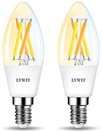 Lvwit Bombillas Inteligente LED Vela Filamento WiFi Regulable 4.5W 470 LM, Lámpara E14 Bombilla Funciona con Alexa, Google Home Assistant y App Smart Life Tuya, C35 Equivalente a 40W, 2 Pcs. Reacondicionado Online Hot Sale