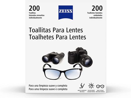 Zeiss Toallitas Limpiadoras para Lentes - Toallitas para Limpiar todo tipo de Lentes, Gafas, Móviles, Pantallas o Cámaras sin Arañazos, Secado Rápido, 200 Packs Individuales Embalaje Deteriorado For Sale